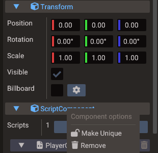 Make Unique in the component options of a bundle member
