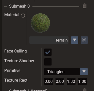 A submesh linked to the terrain material file