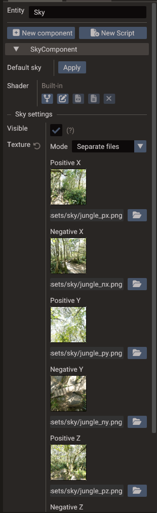 A Sky component using six separate cubemap face files