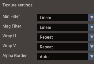 The Texture Settings popup
