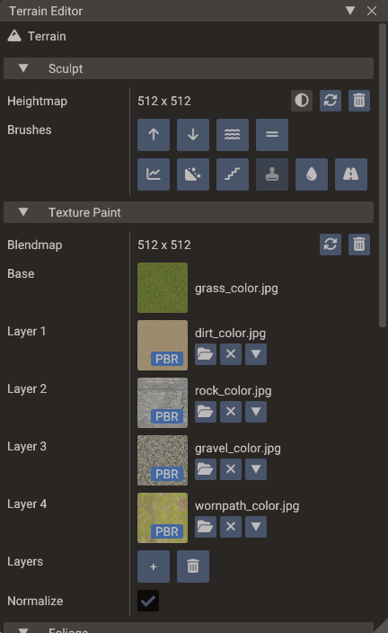The Sculpt and Texture Paint sections, with PBR layers